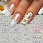 12-Style Daisy Flower Nail Water Sticker Set – Cute Summer Floral Decals