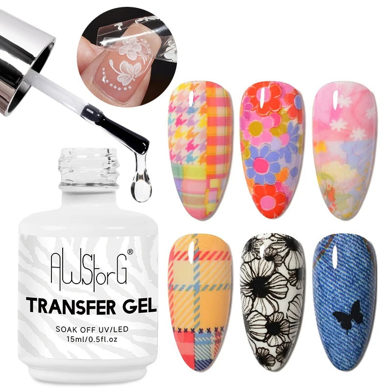 AWStorG Nail Foil Transfer Gel – UV Adhesive for Foil Stickers, 15ml