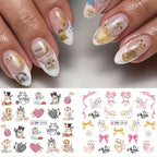 Full Beauty Cute Cat Nail Water Stickers – Kawaii Watercolor Cartoon Decals, 12pcs