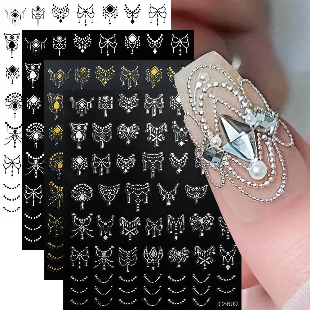 MAFANAILS Silver & Gold Butterfly Nail Stickers – Star, Moon & Geometric Decals, 4 Sheets