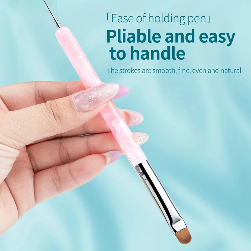Dual-End French Nail Art Brush Set with Dotting Tools – Acrylic Handle, 1/4/6 Pieces