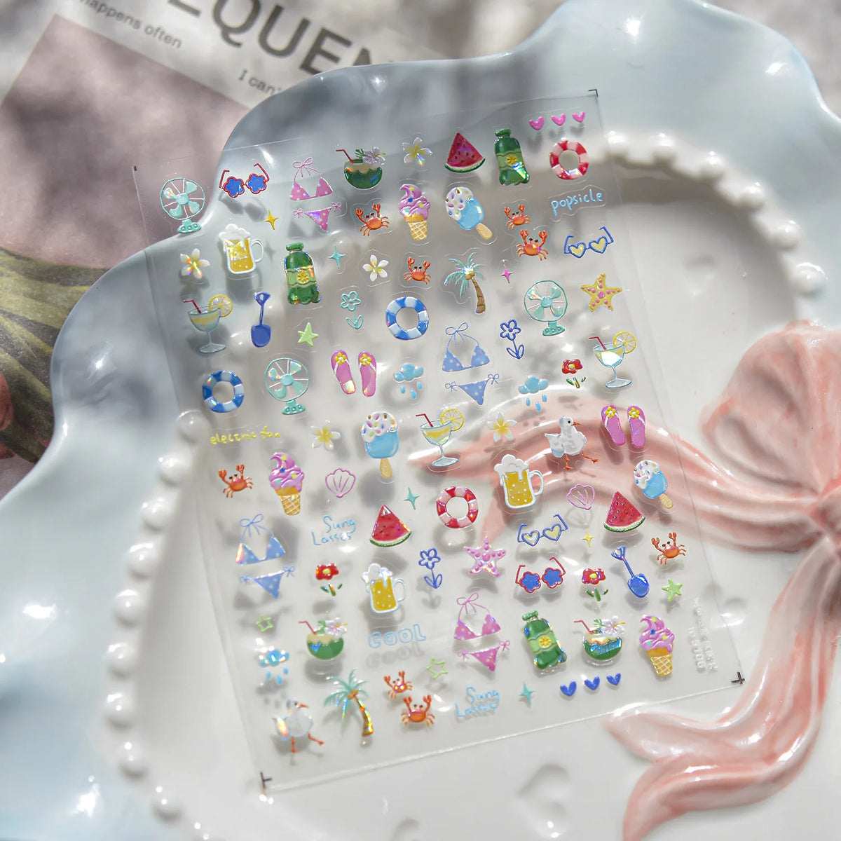 Summer Jelly Nail Stickers – Watermelon, Ice Cream & Strawberry Decals