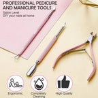 Pink Nail Art Cutter Set – Stainless Steel Scissor, Clipper & Pusher, 3 Pieces