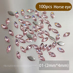 Mini Pink Nail Rhinestones – Teardrop & Horse-Eye Shape Charms, 100 Pieces