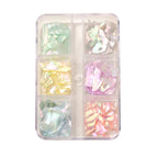 Irregular Shell-Shaped Nail Charms – Holographic Sparkle Seashell Flakes