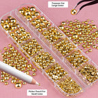 HotPress Gold Half Round Pearl Nail Accessories – 6-Size Metal Caviar Bead Set