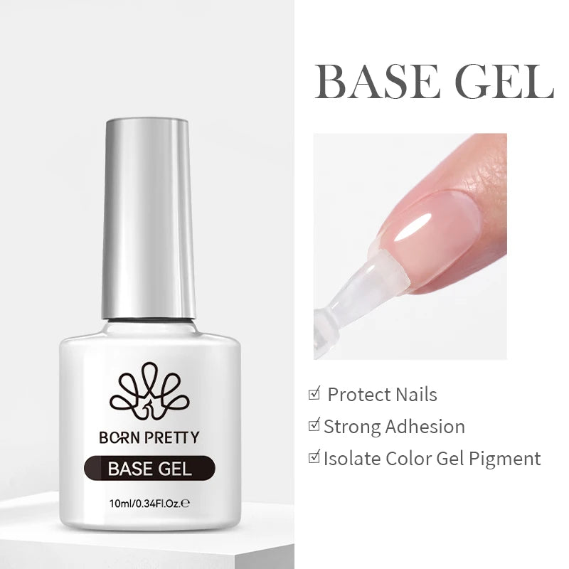 BORN PRETTY Base Gel & Super Top Coat Kit – Ultra Glossy, Tempered, Long Wear