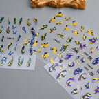 MingLee Golden Blue Marble Nail Stickers – Ocean Wave & Smoke Ink Decals, 12 Sheets