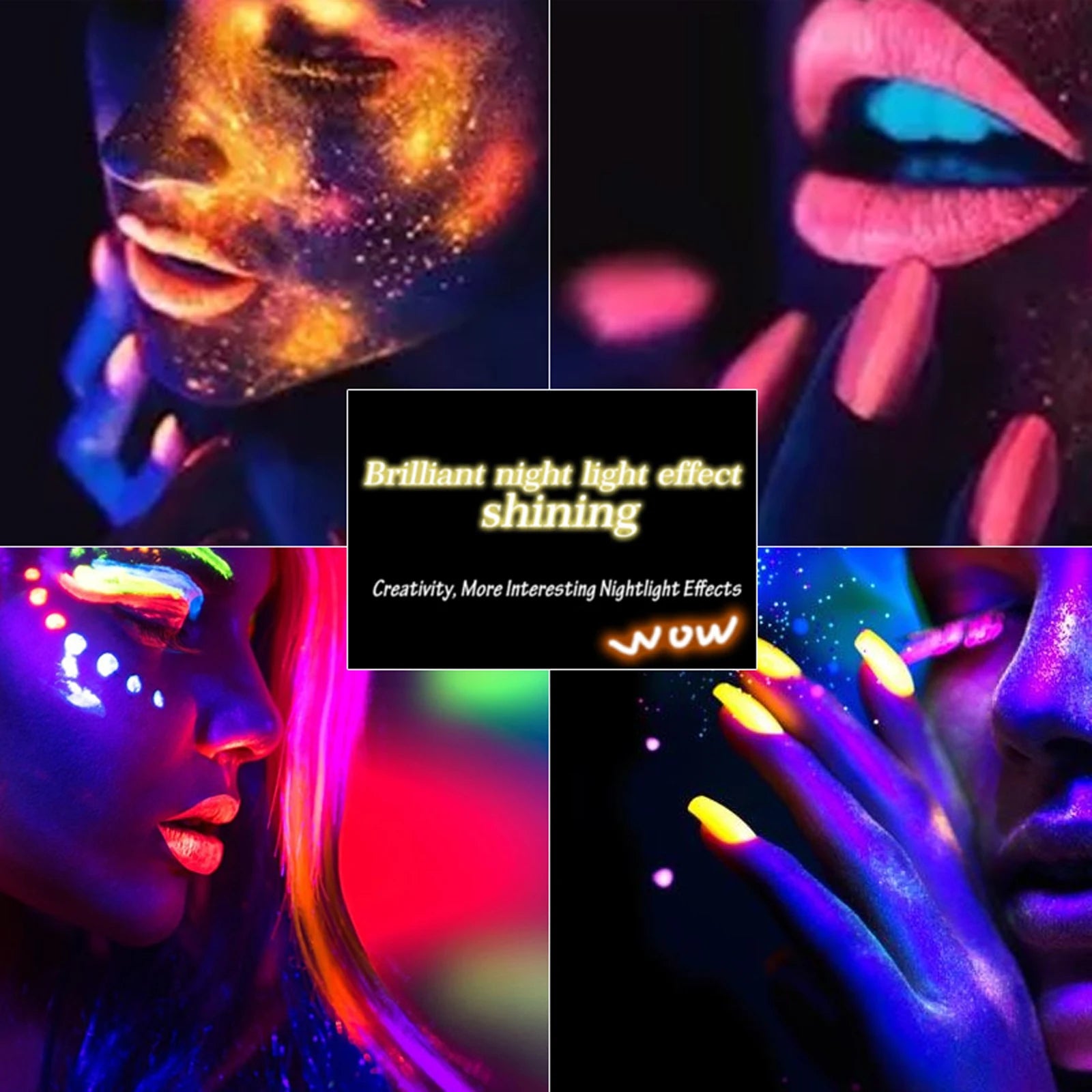 12 Color Neon Pigment Powder Fluorescent Nail Glitter Shinny Ombre Chrome Dust DIY Polish Manicure For Nails Art Decoration Kit
