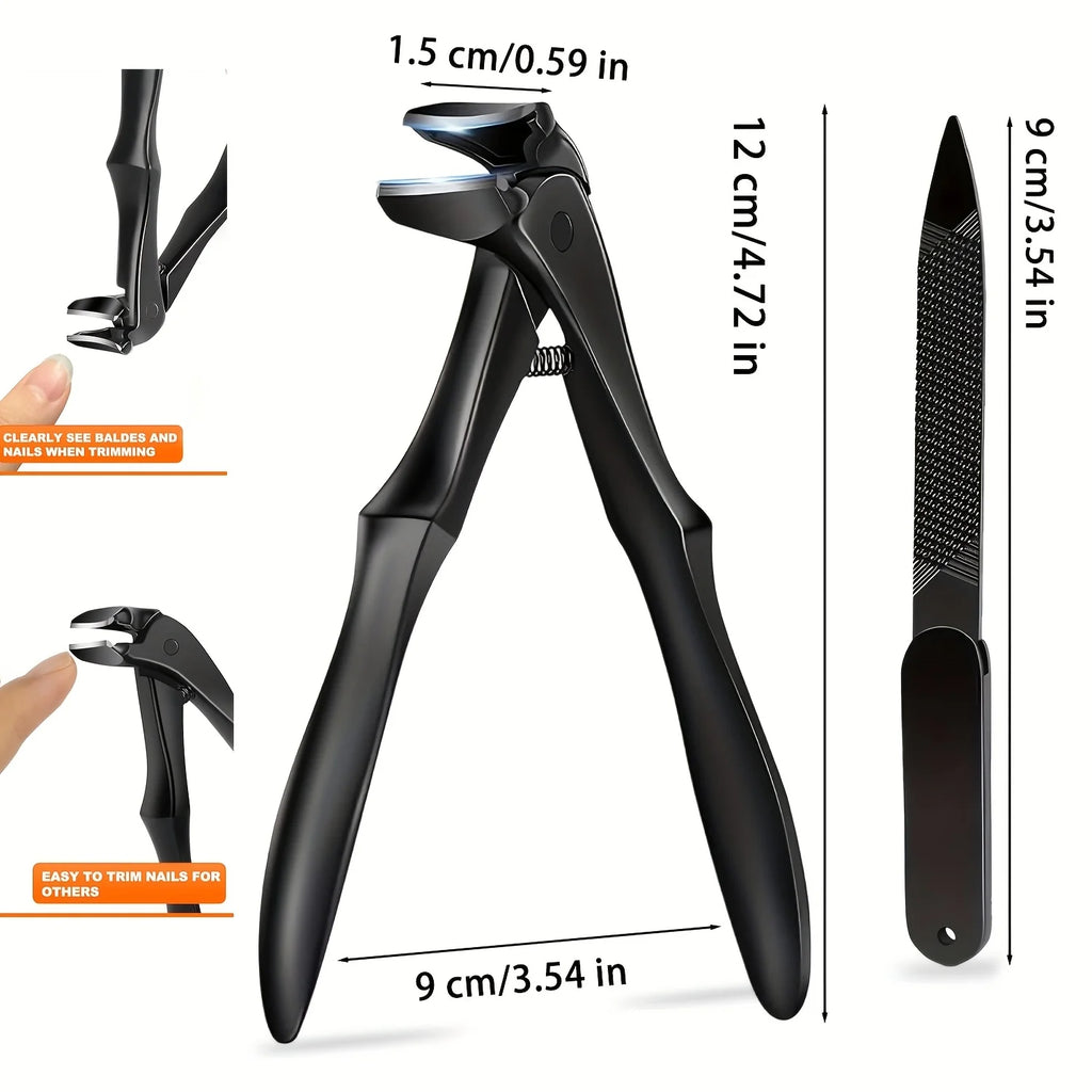 Angled Curve Toenail Clippers – Large Opening for Thick Nails, Lock Buckle