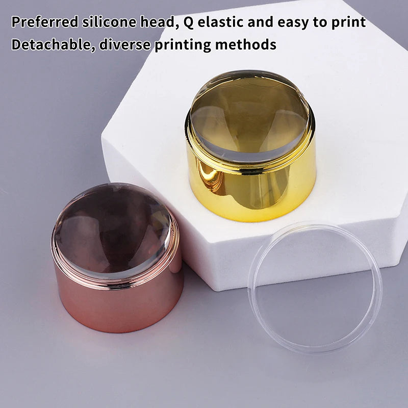 French Nail Art Stamper with Scraper – Clear Silicone Stamping Tool