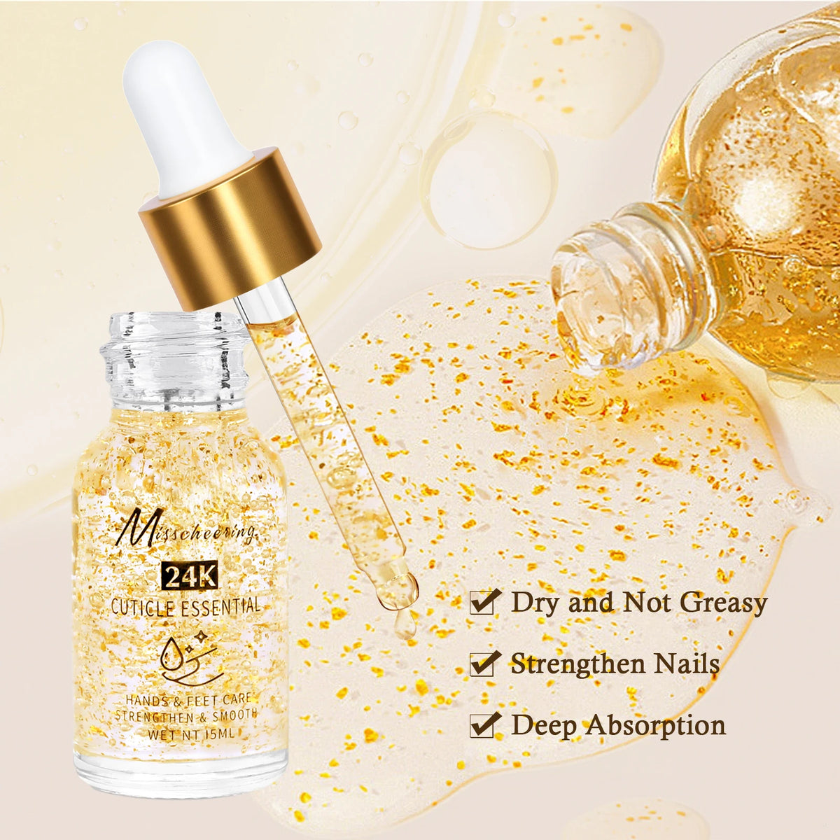 15ml 24K Gold Foil Cuticle Essence – Nail & Foot Nutrient Oil