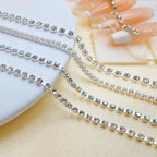 Sparkling Rhinestone Chain Nail Charms – Claw-Set Crystal Metal Chain