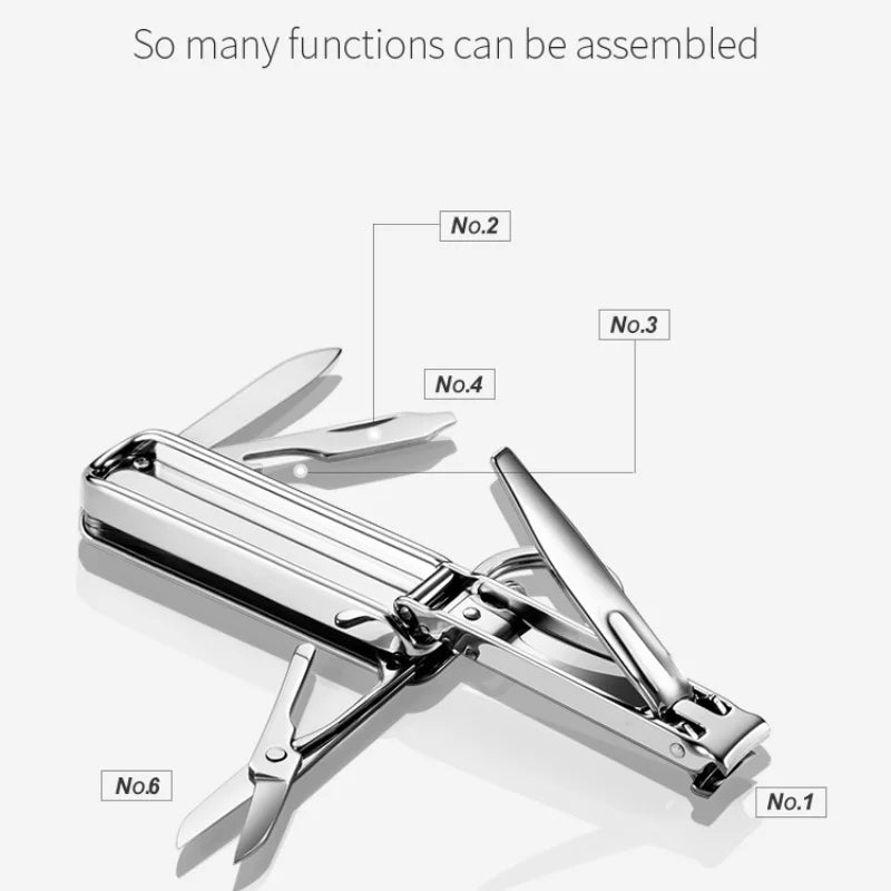 Ouriner Multifunctional Stainless Steel Nail Clipper – 6-in-1 with File & Bottle Opener