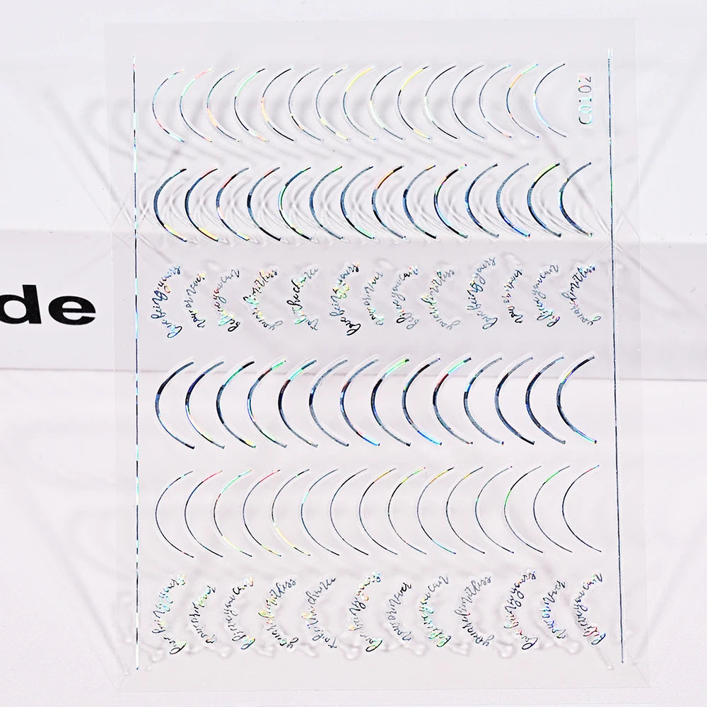 Curved French Nail Striping Tape – Rose Gold 3D Line Stickers