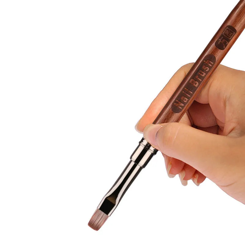 Sandalwood Handle Gel Painting Brush – Nail Art Brush for Gel Extensions & Acrylic Builder