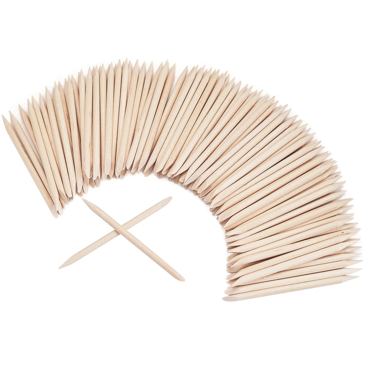 Orange Wood Nail Pusher Sticks – Dual-Head Cuticle & Rhinestone Dotting Tool