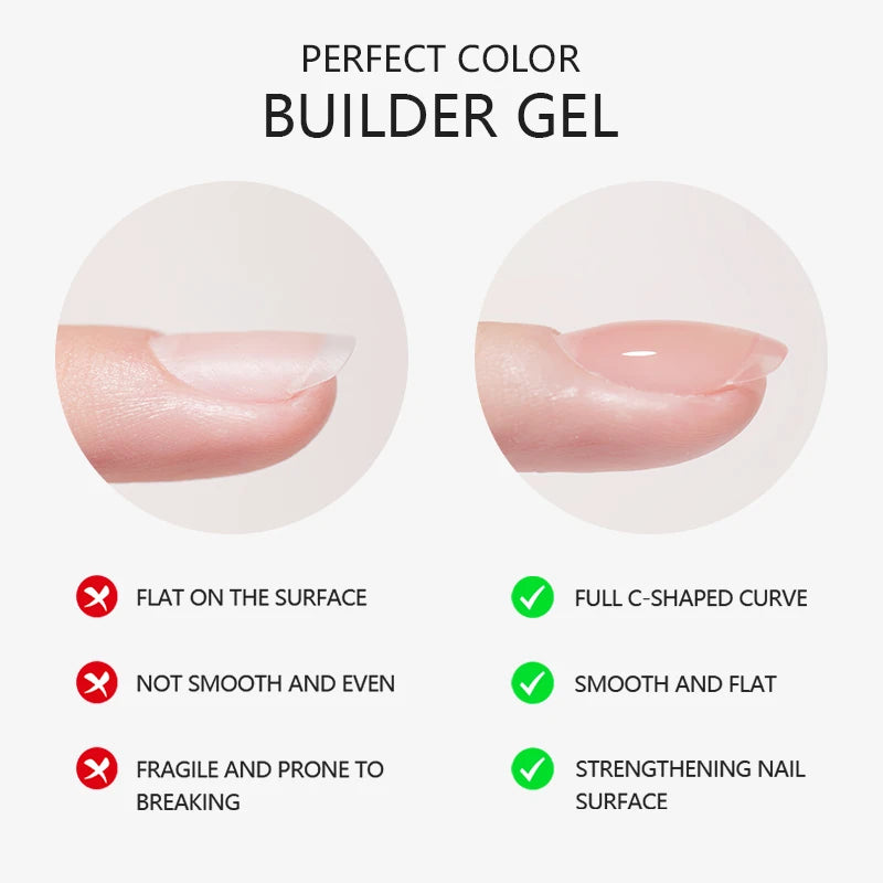 PERFECT COLOR Gel Nail Polish Top & Base Coat Set – Silky Base, Glossy No-Wipe Top
