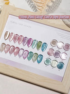 White Moonlight Glass Bead Cat's Eye Gel – Magnetic Satin Nail Polish, 16 Colors
