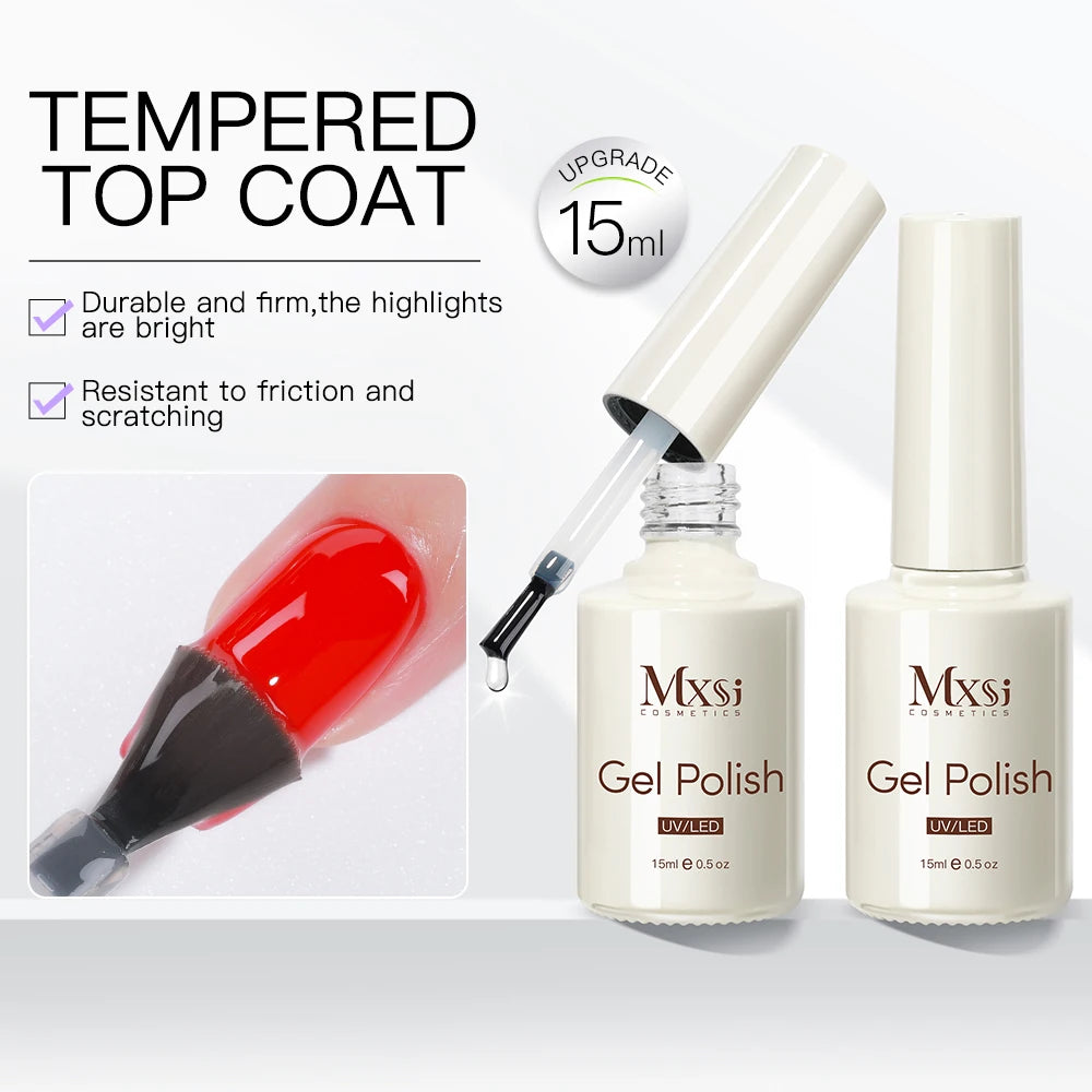 Mxsi Strong Base Coat & No-Wipe Top Coat – Self-Leveling French Manicure Gel