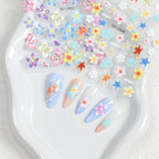 Tropical Flower Nail Stickers – 5D Embossed Hibiscus, Butterfly & Starfish Decals