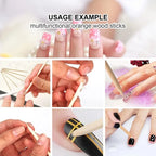Orange Wood Nail Sticks – Double-Sided Cuticle Pusher & Rhinestone Dotting Tool
