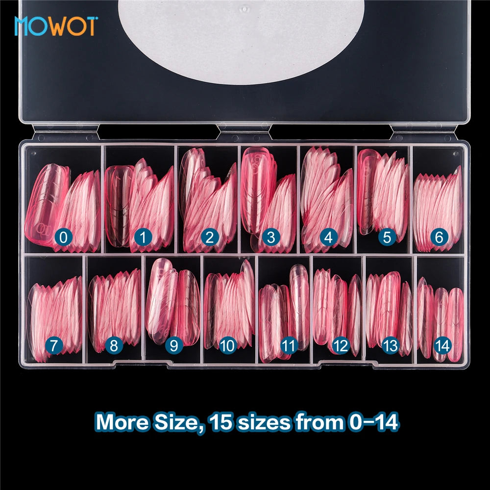MOWOT Pink Clear Dual Nail Forms – French Acrylic Extension Molds, 150pcs