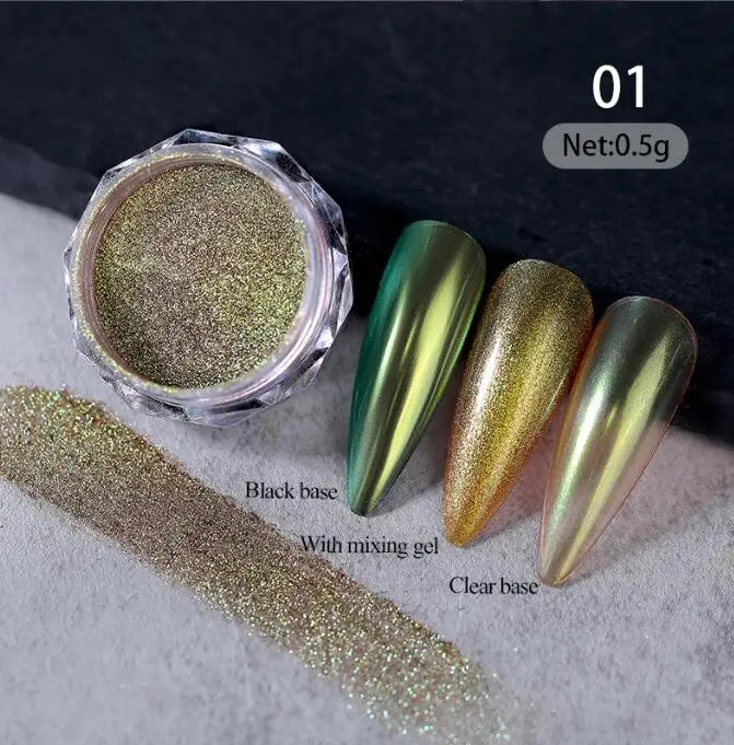 1Jar Moonlight Pearl Pink Gradient Nail Glitter Chrome Nail Powder Aurora Blusher Rubbing Dust Shell Mirror Pigment Nail Art Dec