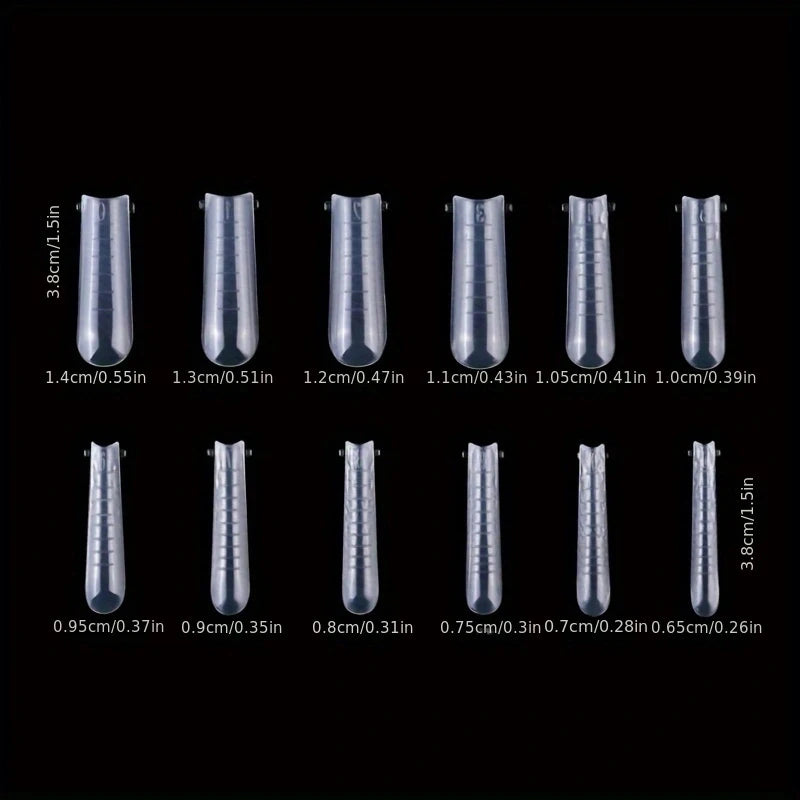 Transparent Double-Shaped Nail Extension Mold System – 6 Shapes, 120 Pieces
