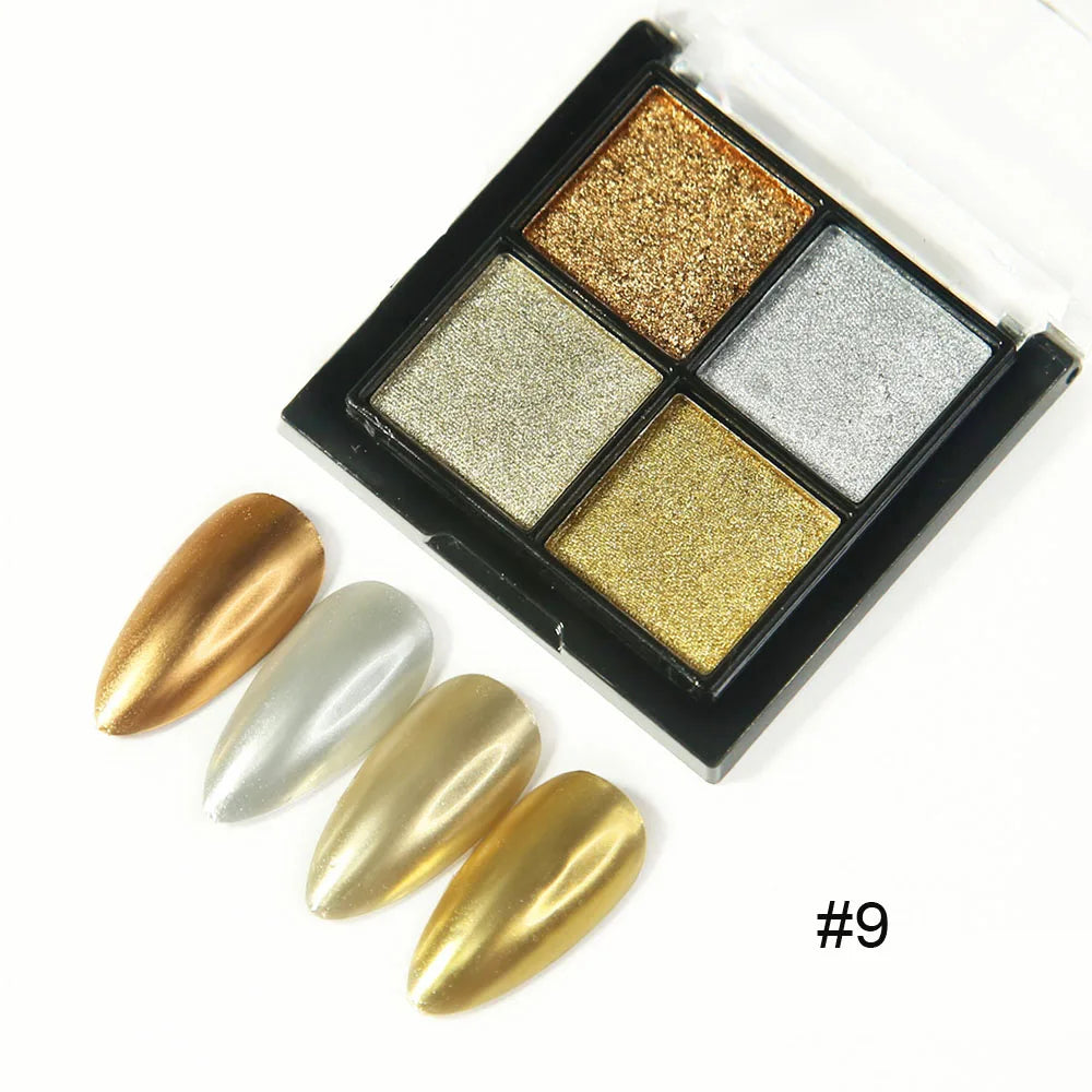 9Colors/Box Gradient Glitter Nail Powder Palette Colors Magic Mirror Pigment Rubbing Set Chrome Powder Manicure DIY Accessories