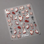 Rhstoe Nine-Tailed Fox 5D Nail Stickers – Chinese Style Fox Mask & Flower Decals