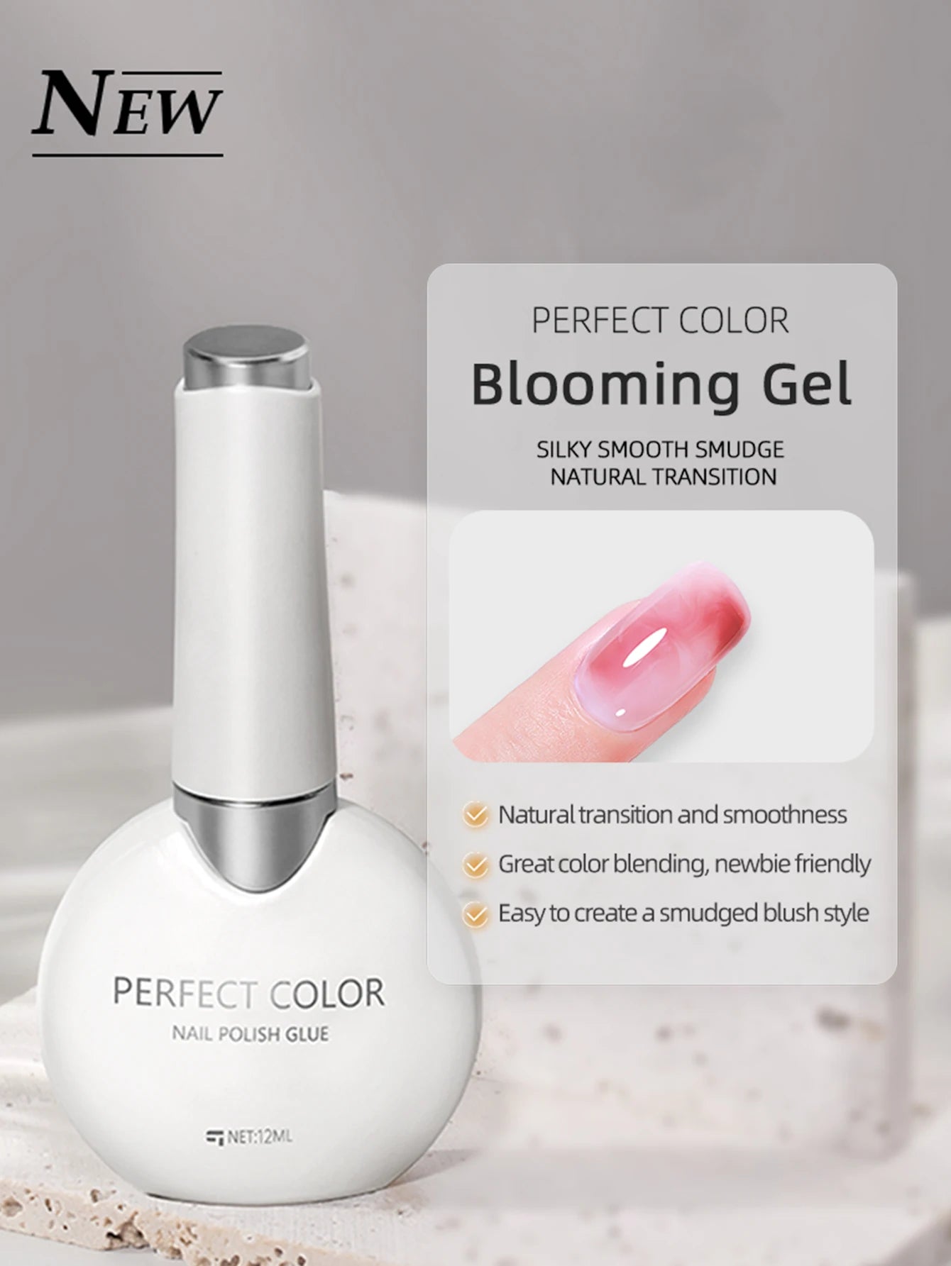 PERFECT COLOR Gel Nail Polish Top & Base Coat Set – Silky Base, Glossy No-Wipe Top