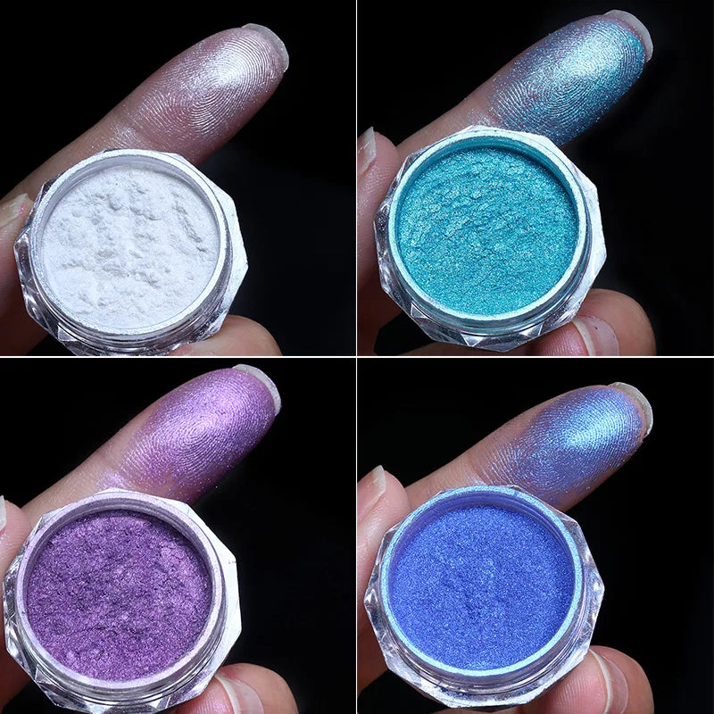 1Jar Moonlight Pearl Pink Gradient Nail Glitter Chrome Nail Powder Aurora Blusher Rubbing Dust Shell Mirror Pigment Nail Art Dec