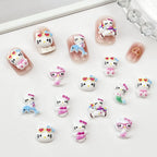 iigen Beach KT Kitty Nail Charms – Cute 3D White Cat Press-On Nail Art, 50pcs