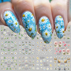 12-Style Daisy Flower Nail Water Sticker Set – Cute Summer Floral Decals