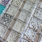 12-Grid Round Pearl Nail Charms – Caviar Bead & Pearl Gem Decor Set