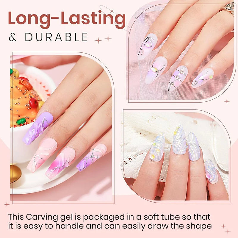 BORN PRETTY Clear 5D Sculpting Gel for Nail Art Design DIY 5D Nail Art Gel Embossing Gel for Painting Drawing Carving Nails Gel