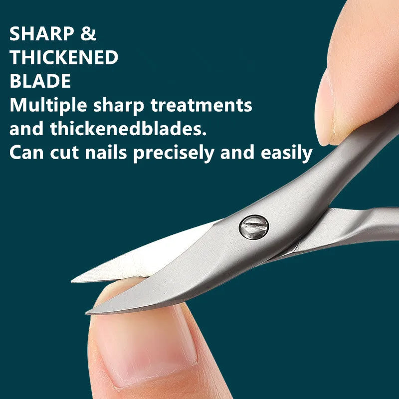 Multi-Purpose Curved Blade Manicure Scissors – Nail, Eyebrow & Eyelash Trimmer