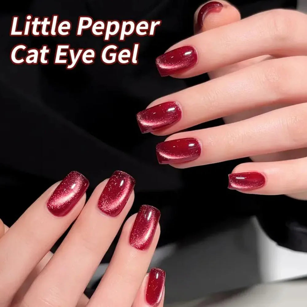 10ml Christmas Red Cat‘s Eye Gel Nail Polish Sparkling Ruby Red Magnetic Nail Gel UV LED Soak Off Manicure Salon DIY Tools 2025