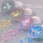 Unicorn Opal Nail Foil Flakes – Aurora Iridescent Mermaid Sparkle, 4-Jar Set