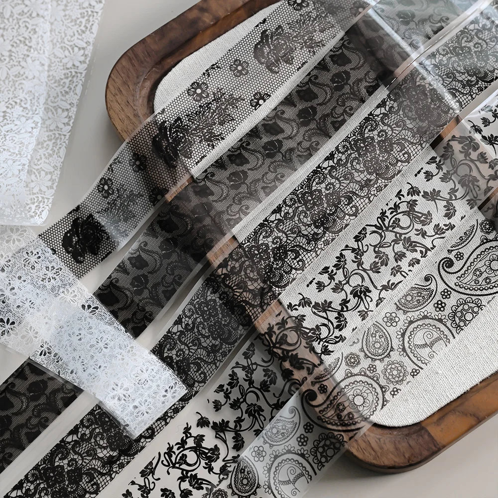 MAFANAILS Black & White Lace Nail Transfer Foils – Sexy Lace Flower Sticker Set, 10 Rolls