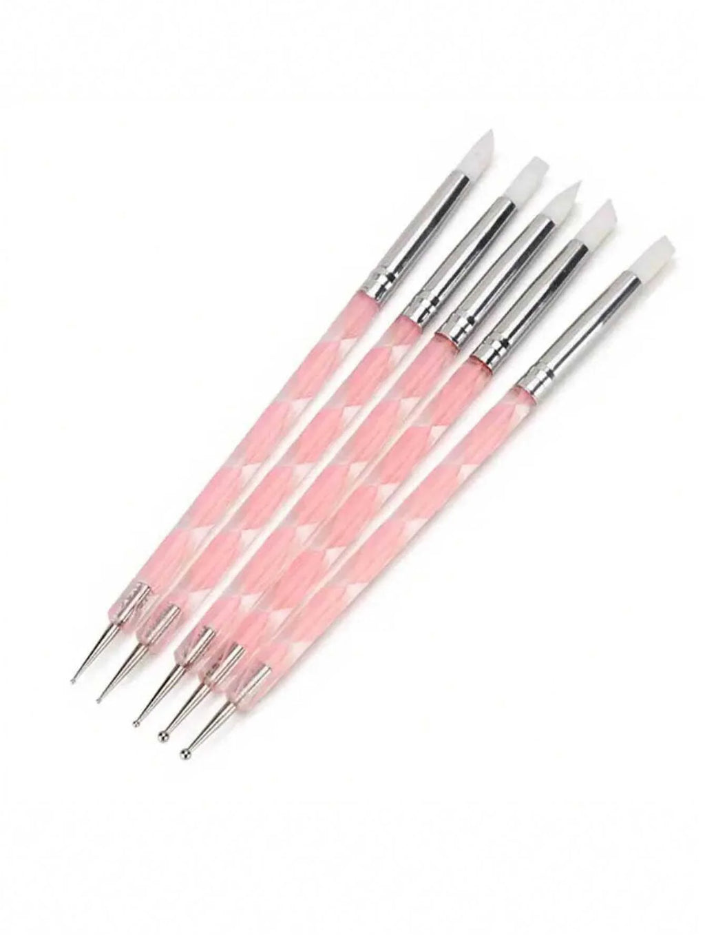 Dual-End Silicone Nail Dotting Brushes – Marbleizing Painting Pens, 5 Pieces