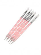 Dual-End Silicone Nail Dotting Brushes – Marbleizing Painting Pens, 5 Pieces