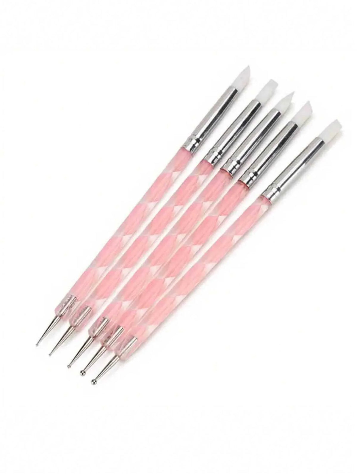 Dual-End Silicone Nail Dotting Brushes – Marbleizing Painting Pens, 5 Pieces