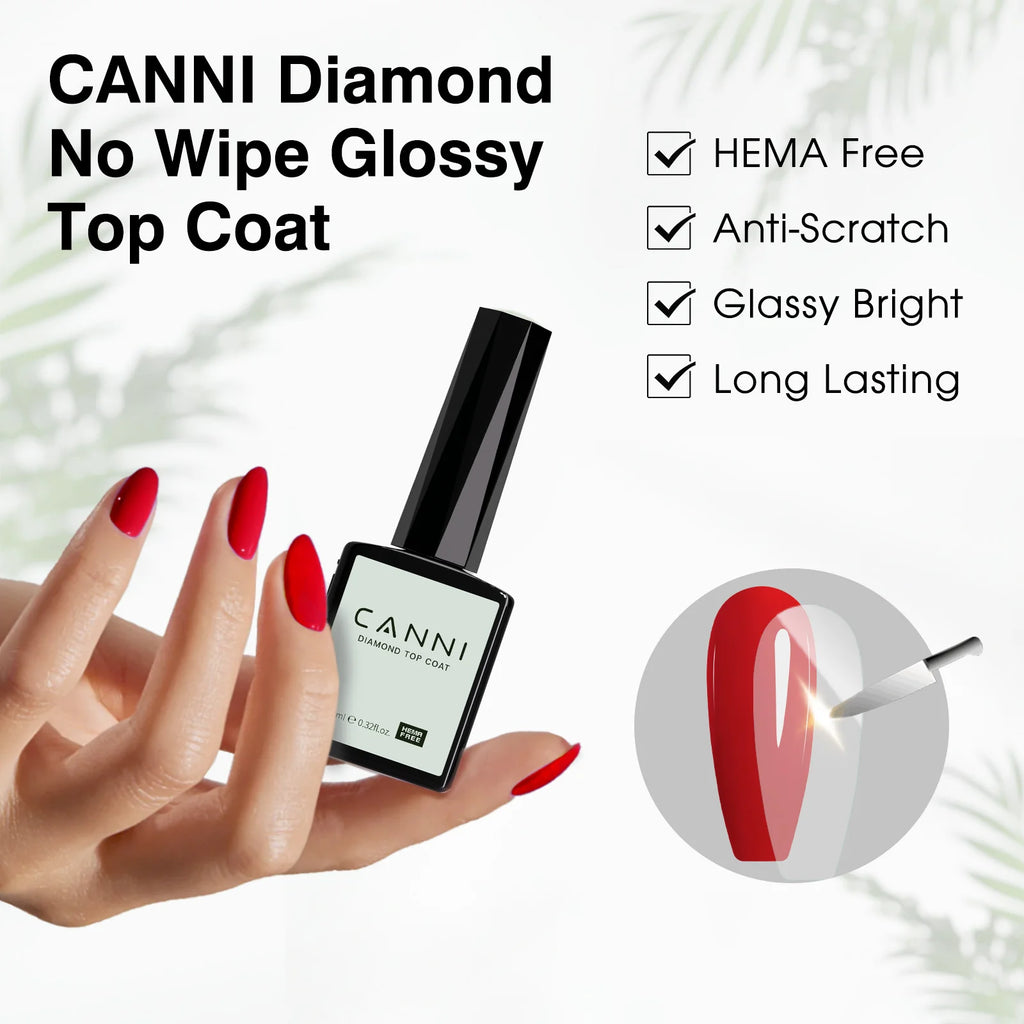 CANNI Diamond Top Coat Kit – HEMA/TPO-Free Ultra Gloss Non-Wipe Gel