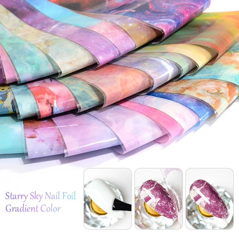 MEET ACROSS Nail Art Transfer Foil Gel Set – Starry Sky Adhesive, 7ml