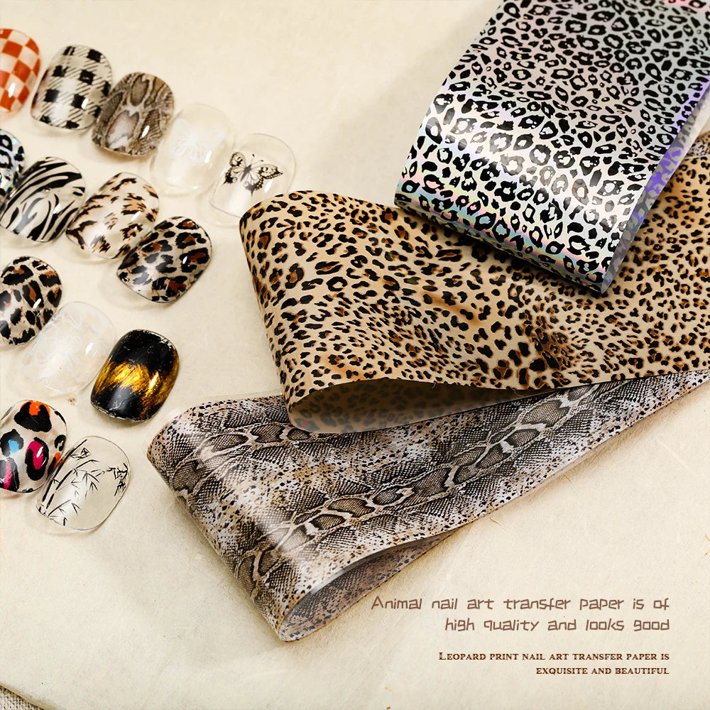 Kaniu Leopard Print Nail Transfer Paper – Water-Soluble Animal Print Foils, 10 Rolls