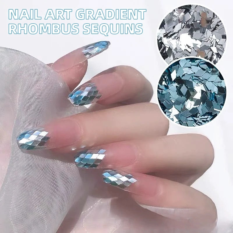 Nibiru DU Crystal Rhinestone Nail Flakes – Blue & Silver Sparkling Flat Gems