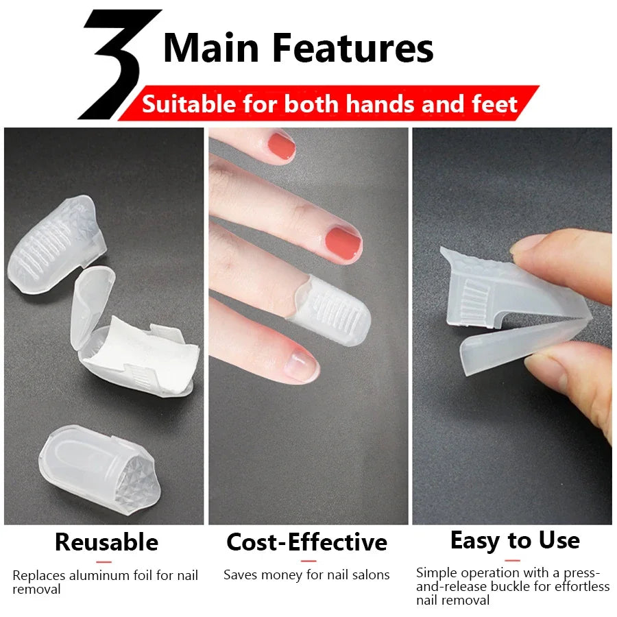 5Pcs Nail Art Soak-Off Cap Clips – Gel & Acrylic Remover Wraps