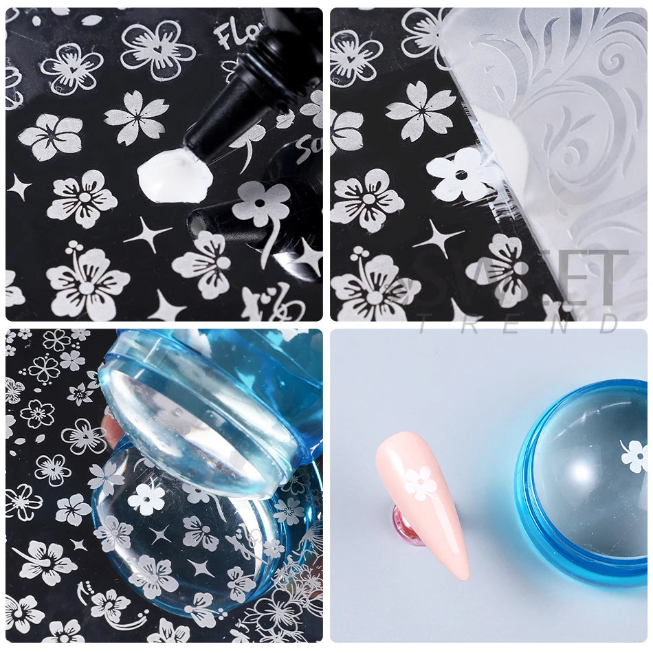 Silicone Nail Art Stamping Kit – French Design Stamper & Scraper